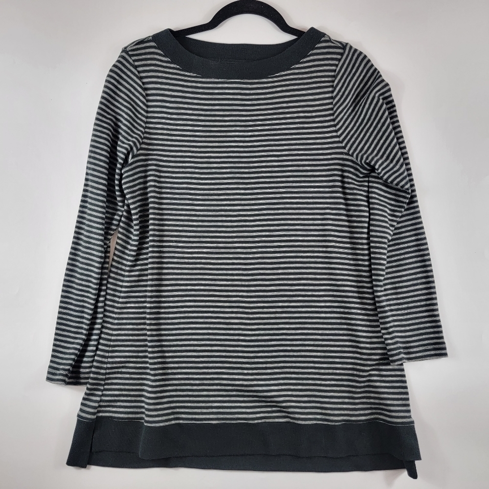 J. Jill Long Sleeve Tunic in Black and White Stripes, MP